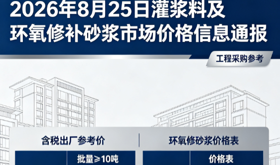伍家岗2026年8月25日灌浆料及环氧修补砂浆市场价格信息通报